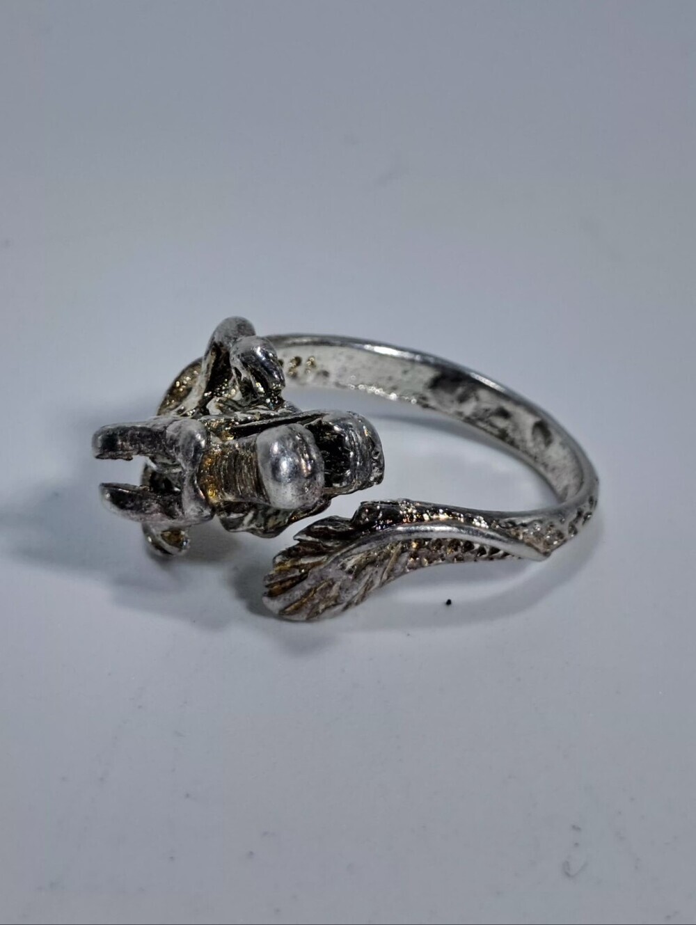 Vintage Sterling Silver 925 3D Dragon Wrap Ring - Adjustable Gothic Punk Style - Picture 2 of 8